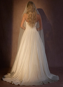 front Jenna Pearl Chapel Length Veil