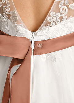 Azazie Lettie Flower Girl Dresses Ivory Bronzer Ball-Gown Lace Dress image6