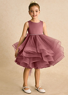 Azazie Tinie Blumenmädchenkleider Ballkleid Schleifen Tüll Kleid Amethyst image2