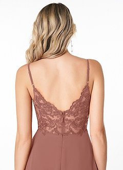 Azazie Lena Brautjungfernkleider A-Linie Spitze Chiffon Kleid Zedernrose image5