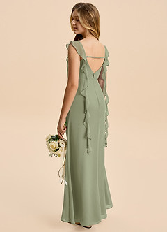 Azazie Cindy Junior Pistachio A-Line Ruched Chiffon Dress image2