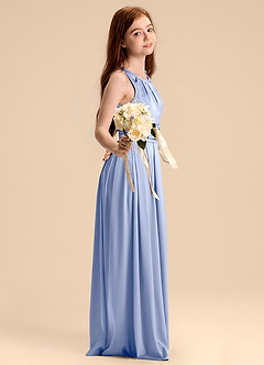 Azazie Bibiane Junior Jurk van Stretch Satijn met A-Lijn Geplooid Ijs image5