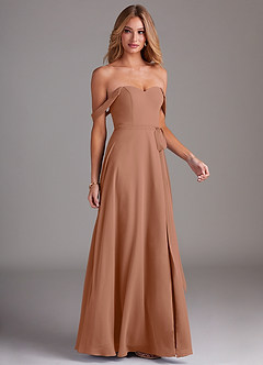 Azazie Aaron Final Sale Blushing Pink A-Line Off the Shoulder Chiffon Convertible Dress image6