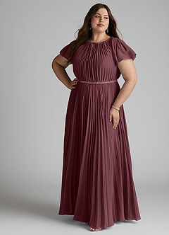 Azazie Kara vestidos de dama de honor modestos Vestido de Corte En A Plisado Hasta el suelo Gasa image13