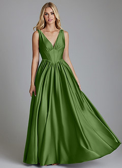 Azazie Delmie Brudtärnklänningar Klä av A-Linje i Stretch Satin Korsett Basilika image1