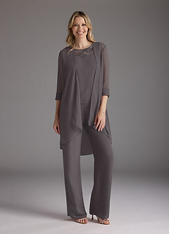 Azazie Maura Mother of the Bride Dresses Steel Grey Jumpsuit/Pantsuit Sequins Chiffon Dress image4