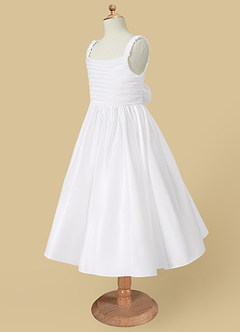 Azazie Cutie Pie Flower Girl Dresses A-Line Pleated Matte Satin Dress image6
