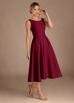 Azazie Fulton Mère de la mariée Robes Robe Trapèze en Satin extensible Plissée Bourgogne image2