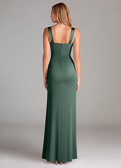 Azazie Denice Robes de demoiselle d'honneur Robe Trapèze en Satin extensible Plissée Mousse De Mer image2