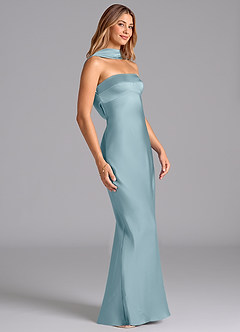 Azazie Lusinda Bridesmaid Dresses Moody Blue Mermaid Strapless Stretch Satin Dress image6