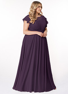 Azazie Daphne Modest Bridesmaid Dresses A-Line Ruffled Chiffon Floor-Length Dress image4