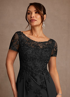Azazie Alva Mother of the Bride Dresses Black A-Line Lace Dress image6