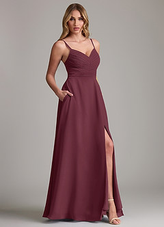 Azazie Terese Bridesmaid Dresses Cabernet A-Line Pleated Chiffon Dress image6