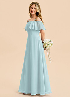 Azazie Maggie Junior Mist A-Line Off the Shoulder Chiffon Dress image3