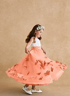 Azazie Vi Flower Girl Klänningar Klä A-Line i Tyll Ärmlös image4