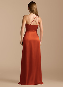 Azazie Trina Bridesmaid Dresses Paprika A-Line One Shoulder Metallic Satin Dress image9
