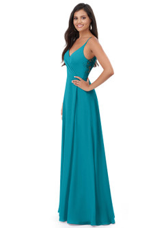 Azazie Lennon Bridesmaid Dresses Jade A-Line Lace Chiffon Dress image4