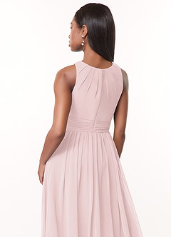 Azazie Harper Bridesmaid Dresses Blushing Pink A-Line Pleated Chiffon Dress image4