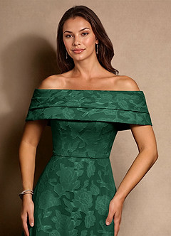 Azazie New Britain Mère de la mariée Robes Robe Trapèze en Blumen-Burnout Plissée Vert Foncé image5