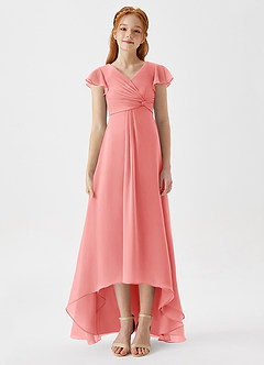 Azazie Breanne Junior Vestido de Coral de Gasa de Corte En A image6