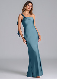 Azazie Driea Brudtärnklänningar Klä av Sjöjungfru i Stretch Satin Ena axeln Bermuda image1