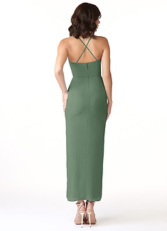 Azazie Ollie Bridesmaid Dresses Eucalyptus Sheath Ruched Stretch Chiffon Dress image2
