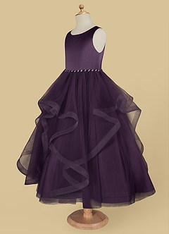 Azazie Sofia Flower Girl Dresses Plum A-Line Beaded Tulle Dress image7