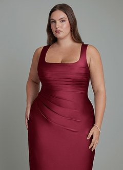 Azazie Agustina Bridesmaid Dresses Burgundy Mermaid Corset Stretch Satin Dress image12
