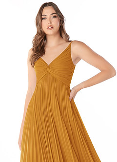Azazie Raychelle Bridesmaid Dresses Butterscotch A-Line V-Neck Chiffon Dress image5