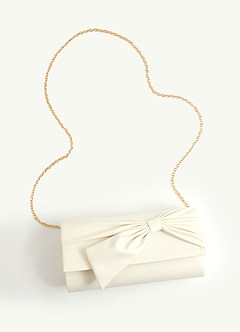 front Pleated Bow Glitter Clutch