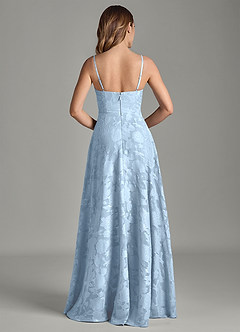 Azazie Amani 신부 들러리 드레스 A라인 주름진 플로럴 번아웃 바닥 길이 드레스 image6