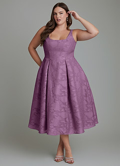 Azazie Amalie Bridesmaid Dresses Wisteria A-Line Pleated Floral Burnout Dress image9