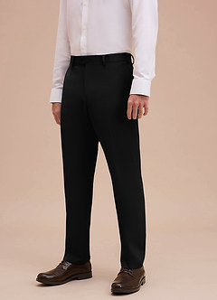 front Ethan Black Refined Weave Dress Pants