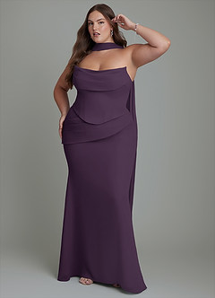 Azazie Sorrel Brautjungfernkleider Meerjungfrau-Linie Korsett Chiffon Kleid Pflaume image12