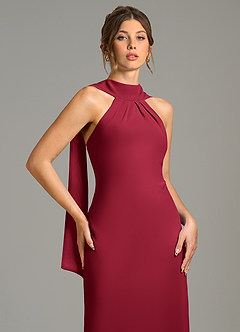Azazie Cassiana Bridesmaid Dresses Burgundy Mermaid Pleated Chiffon Dress image7