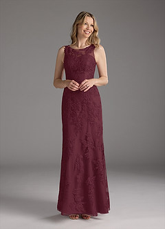 Azazie Whilhelmina Mother of the Bride Dresses Cabernet Mermaid Lace Chiffon Dress image3