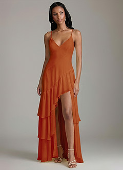 Azazie Elaina 신부 들러리 드레스 A라인 쉬폰 바닥 길이 드레스 image3