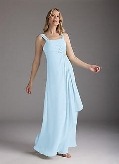 Azazie Weisz Mother of the Bride Dresses Sky Blue A-Line Square Neckline Pleated Chiffon Dress image4