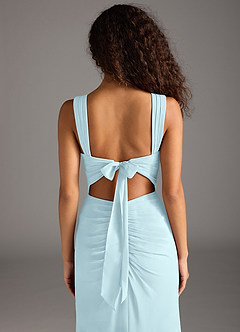 Azazie Jesaphine Jurken voor bruidsmeisjes Jurk van Chiffon met Kolom Strik Wolkenblauw image6