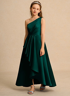 Azazie Taffy Junior Formal vestidos de niña de las flores Vestido de Pino de Satin Mate de Corte En A con Encaje image1