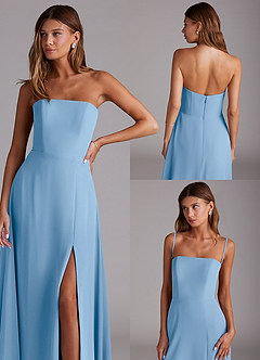 Azazie Wren Bridesmaid Dresses Powder Blue A-Line Side Slit Chiffon Convertible Dress image9