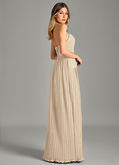Azazie Becka Final Sale Champagne A-Line Strapless Chiffon Dress image5
