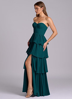 Azazie Faye Bridesmaid Dresses Pine A-Line Sweetheart Neckline Chiffon Dress image3