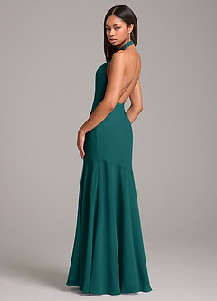 Azazie Lorena Bridesmaid Dresses Peacock Mermaid Pleated Chiffon Dress image6