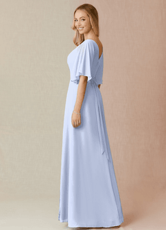 Azazie Cierra Probar vestidos en casa Vestido de Glicinia de Gasa de Corte en A con Cuello en V image5