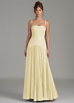 Azazie Yuliana Bridesmaid Dresses Lemon Sorbet A-Line Strapless Chiffon Dress image4