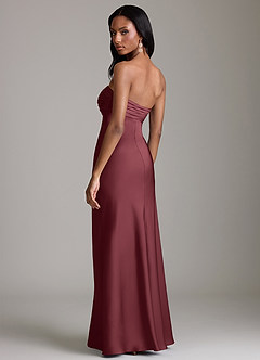 Azazie Saylor Brudtärnklänningar Klä av Sjöjungfru i Stretch Satin Axelbandslös Merlot image5