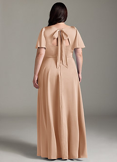 Azazie Kimber Bridesmaid Dresses English Rose A-Line Ruched Stretch Satin Dress image8