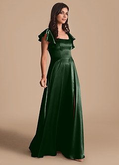 Azazie Bondi Bridesmaid Dresses Eucalyptus A-Line Bow Metallic Satin Dress image4