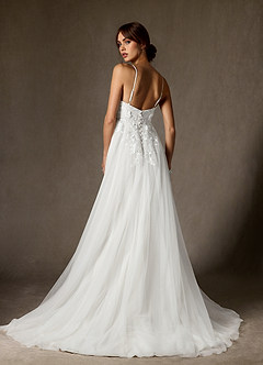Azazie Nikita Wedding Dresses Diamond White A-Line Sequins Tulle Dress image2
